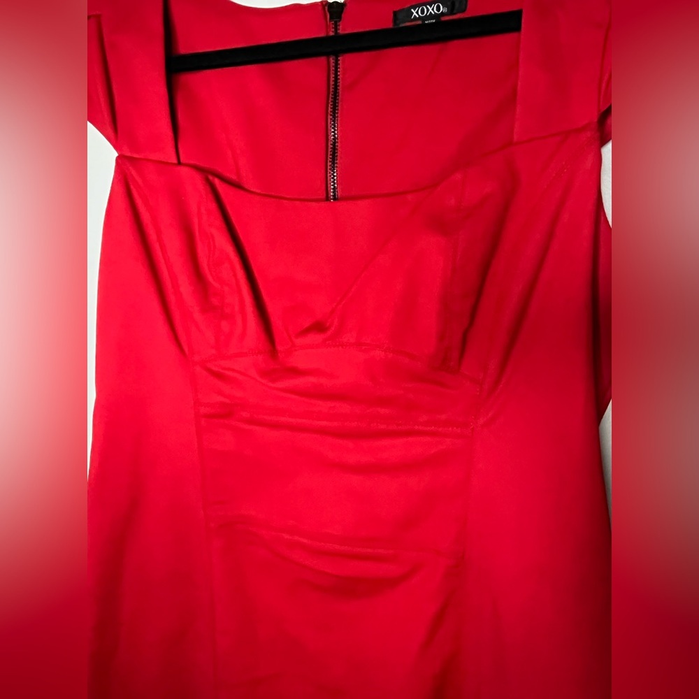 Coquette Girl XOXO Red Square Neck Cap Sleeve Above The Knee Dress Sz 13/14 NWT - Picture 3 of 7